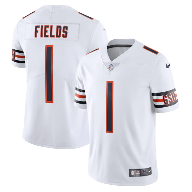 mens nike justin fields white chicago bears vapor limited jersey